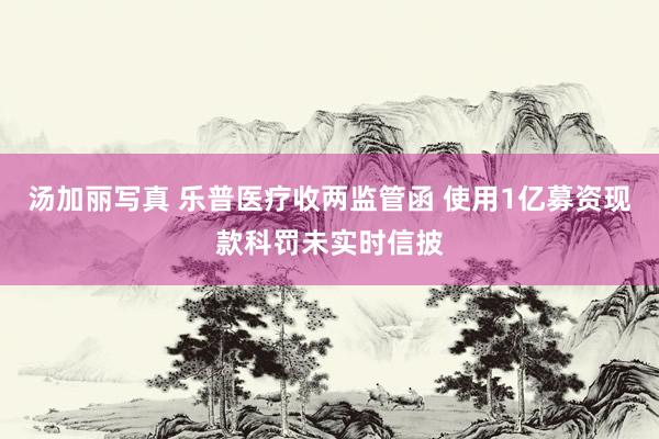 汤加丽写真 乐普医疗收两监管函 使用1亿募资现款科罚未实时信披