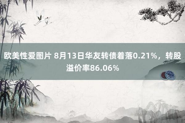 欧美性爱图片 8月13日华友转债着落0.21%，转股溢价率86.06%