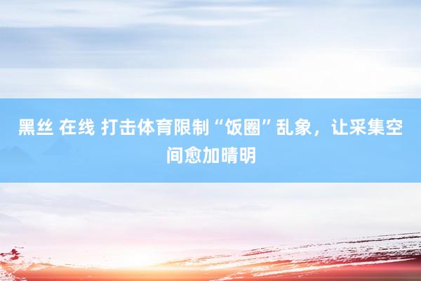 黑丝 在线 打击体育限制“饭圈”乱象，让采集空间愈加晴明