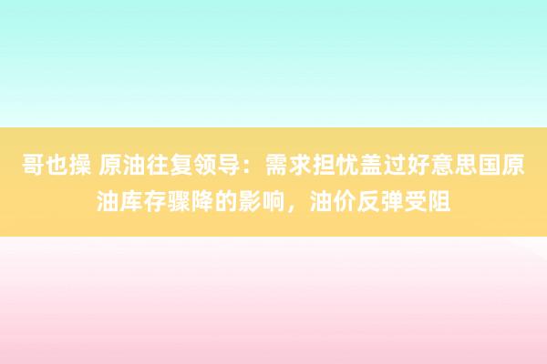 哥也操 原油往复领导：需求担忧盖过好意思国原油库存骤降的影响，油价反弹受阻