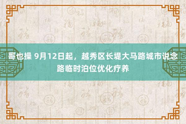 哥也操 9月12日起，越秀区长堤大马路城市说念路临时泊位优化疗养